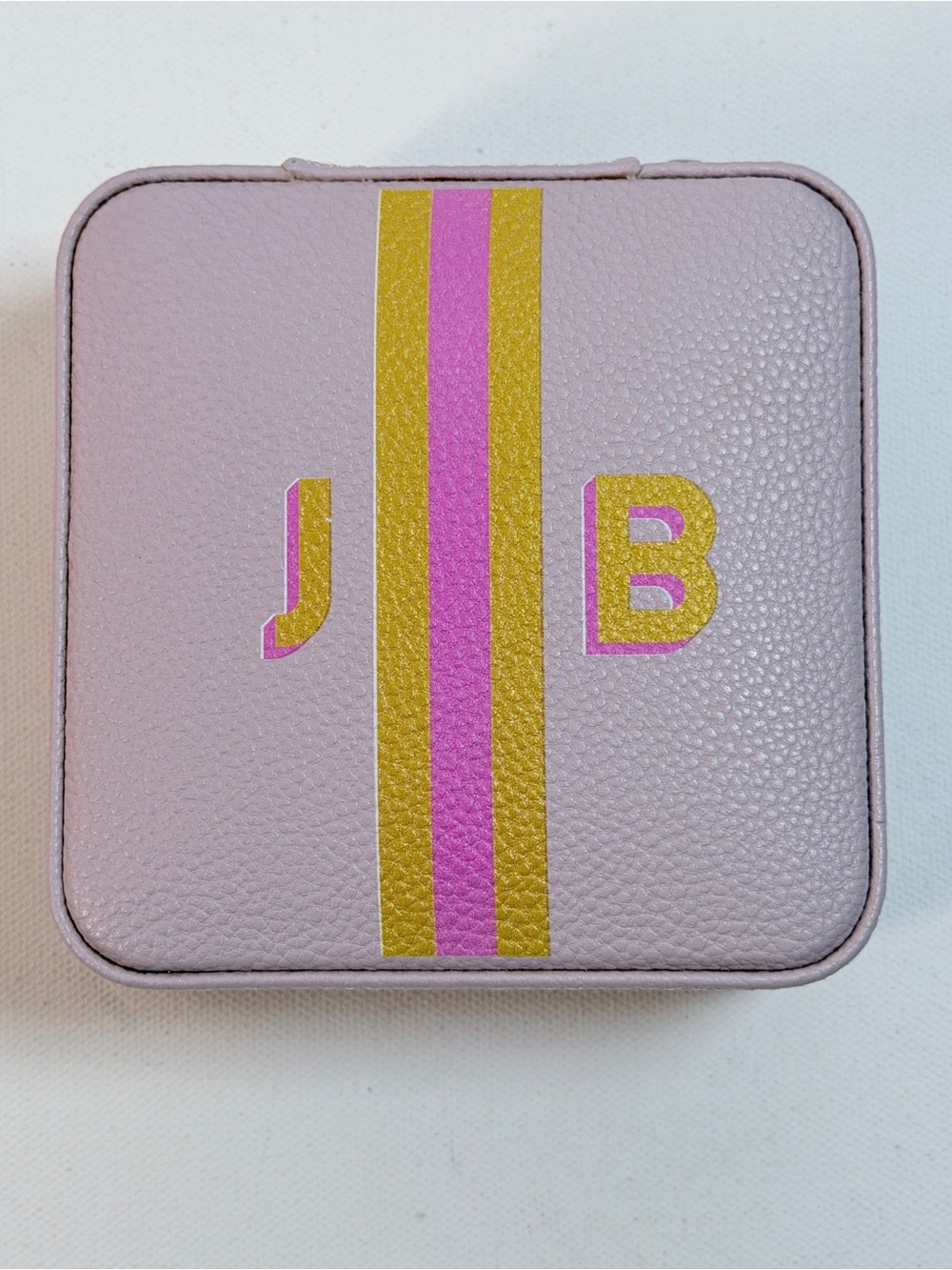 Mark & Graham Faux Leather Travel Jewelry Case Zip-Around Mirror monogram JB